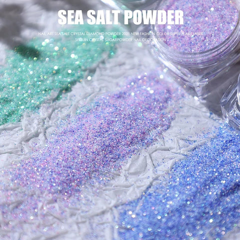 TikTok Aurora Ins- Sea Salt Fine Glitter For Nail Art 12 Colors Crystal Diamond Powder