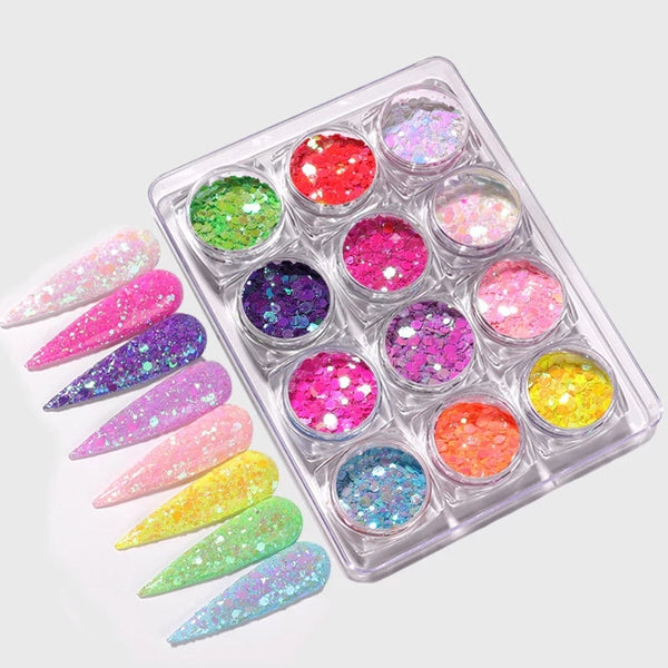 Set of 12 Hexagon Glitter