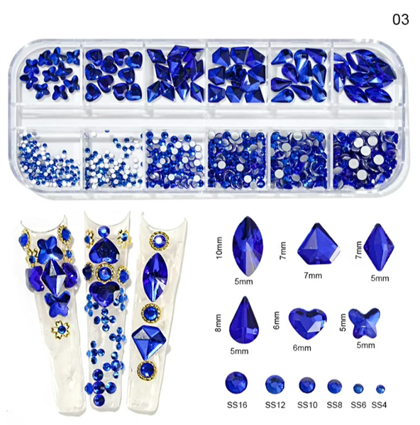 1200pcs Mix Sizes Glass Crystal